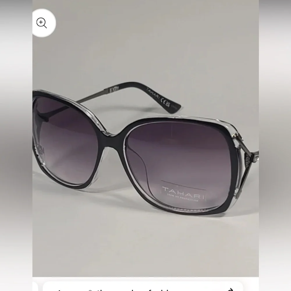 Tahari TH 724 Black Frame charcoal lens oversize  Sunglasses